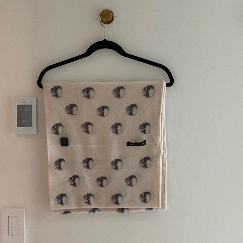 Skull Cashmere Cream Scarf With Black Skull Design